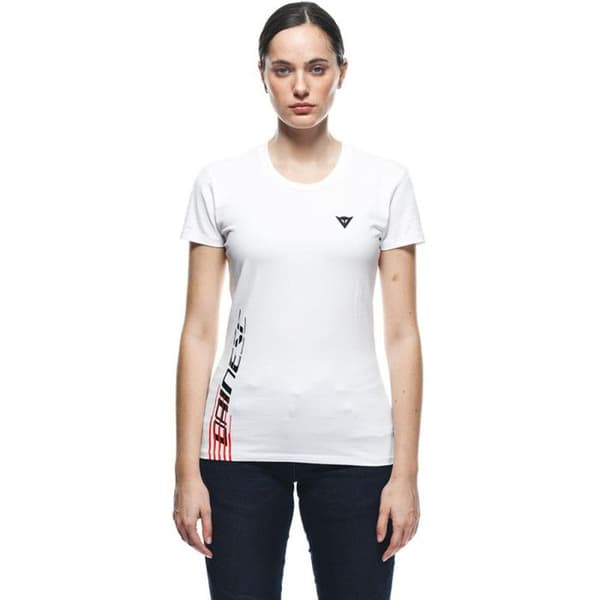 T-Shirt - DAINESE - Logo Dame - 100% Bomull - Korta Ärmar - Vit-Svart