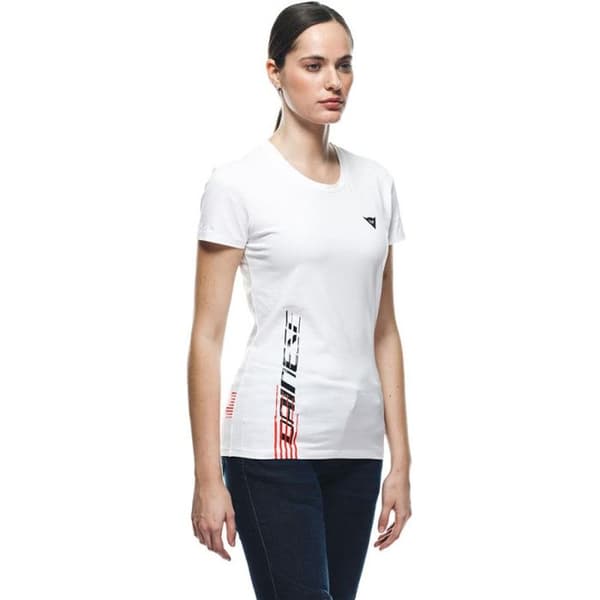 T-Shirt - DAINESE - Logo Dame - 100% Bomull - Korta Ärmar - Vit-Svart