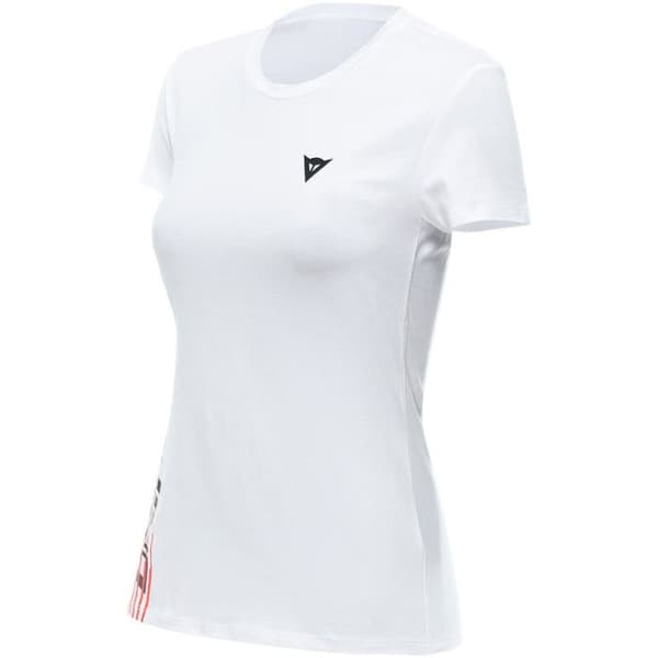 T-Shirt - DAINESE - Logo Dame - 100% Bomull - Korta Ärmar - Vit-Svart