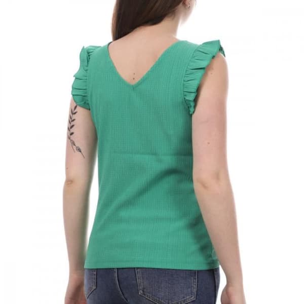 Top Femme - Vero Moda - Elisa - V-ringad - Volangärmar - Grön
