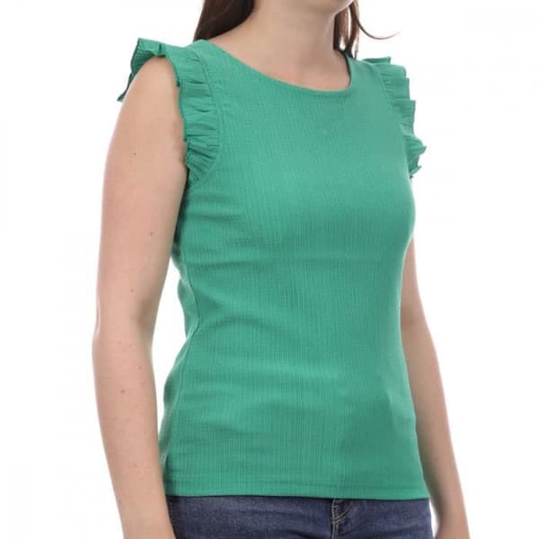 Top Femme - Vero Moda - Elisa - V-ringad - Volangärmar - Grön