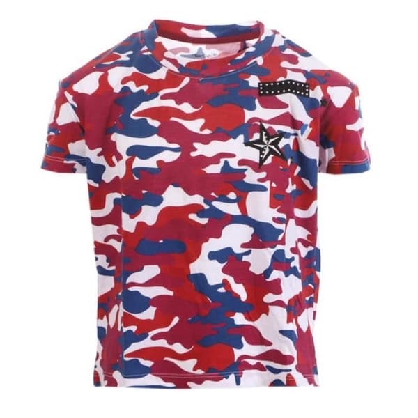 T-shirt Tjej - TEDDY SMITH - Tarmy - Kamouflagetryck - Rosa/Vit/Blå
