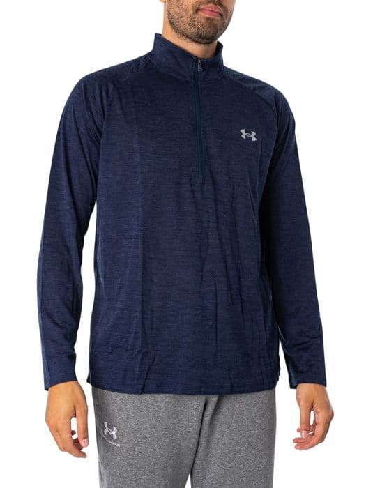 Långärmad T-shirt - Under Armour - Tech Zip - Marinblå - Ultrabekväm - Andningsbar