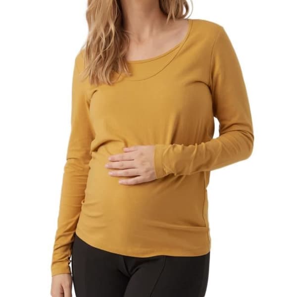 Graviditetst-shirt - MAMALICIOUS - Emma - Långa ärmar - Gul - Ekologisk bomull