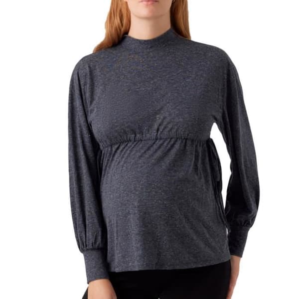 T-shirt Dam Mamalicious Venice - Långa ärmar - Marin - Regular Fit