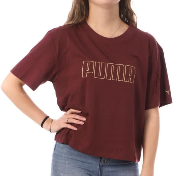 T-shirt Bordeaux Kvinna Puma Croppe