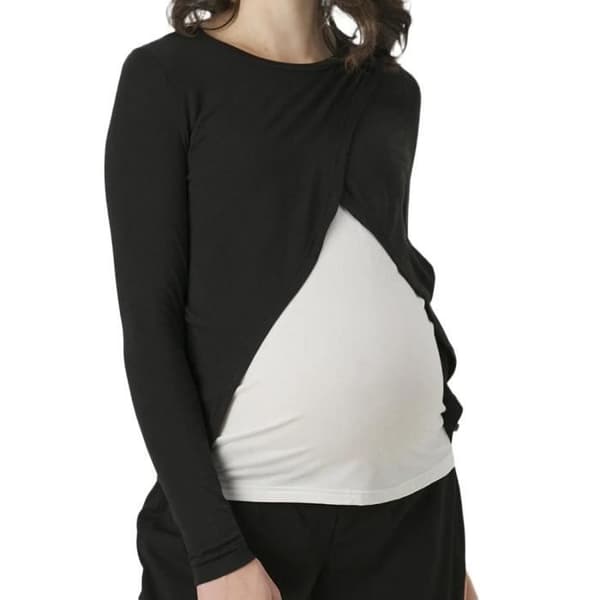 T-Shirt Svart/Vit Kvinna Vero Moda Graviditet Lalou