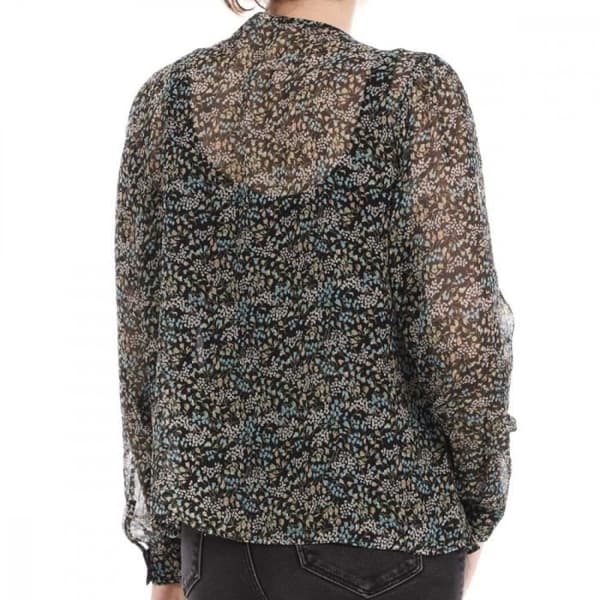 Blus Kvinna JDY Isabell - Långa ärmar - V-hals - Blommönster - Svart