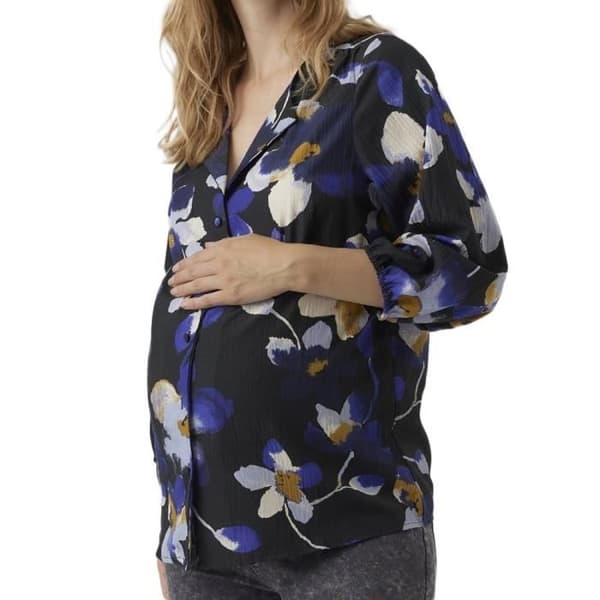 Svart blus för kvinnor Vero Moda graviditetströja VIP - V-hals - 3/4 ärm