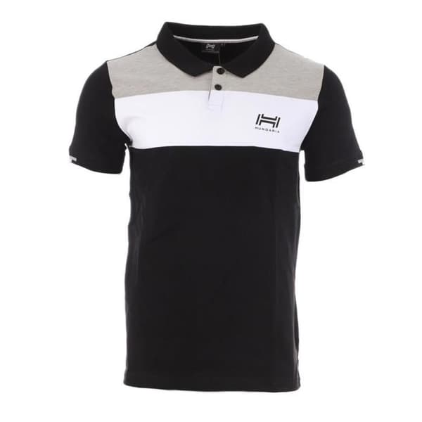 Polo Coton Mixte Svart - Hungaria - Tricolore - Polo Krage - Män
