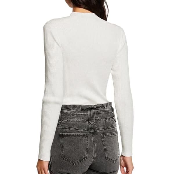 Pull Blanc Femme Morgan Meline - MORGAN - Långa ärmar - Hög krage