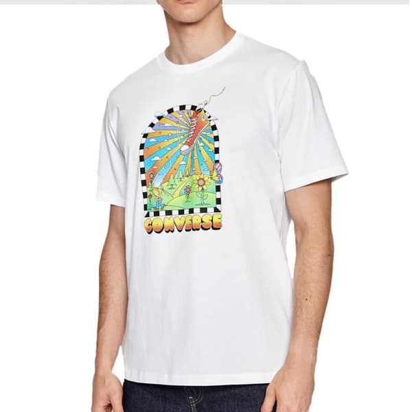 T-shirt Herr Vit CONVERSE Flying - Kort Ärmd - 100% Bomull