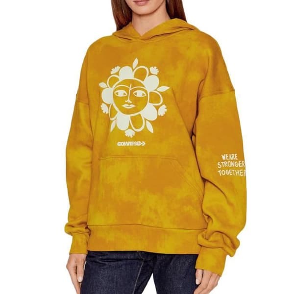 Sweat Femme Converse Whm Oversized - Senap - Långa ärmar - Med huva