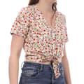 Miniatyrbild 1 av 2: Blus Kvinna Vero Moda Easy - Kort Ärmar - V-Hals - Blommönster - Vit/Gul