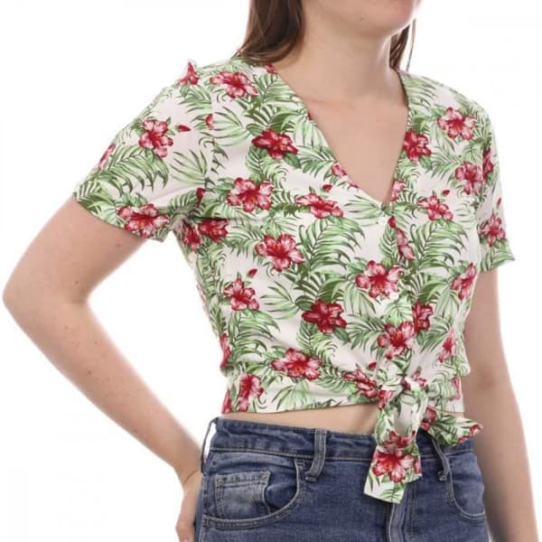 Blus Kvinna - Vero Moda - Modell EASY - Korta Ärmar - Blommönster