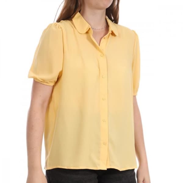 Chemise Dam KJDY Piper Brooke - Gul - Kort Ärmar med Puffar
