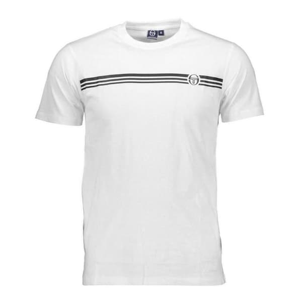 T-shirt i bomull med stadiumrand - Sergio Tacchini - Herr - Vit - Korta ärmar - Rund hals