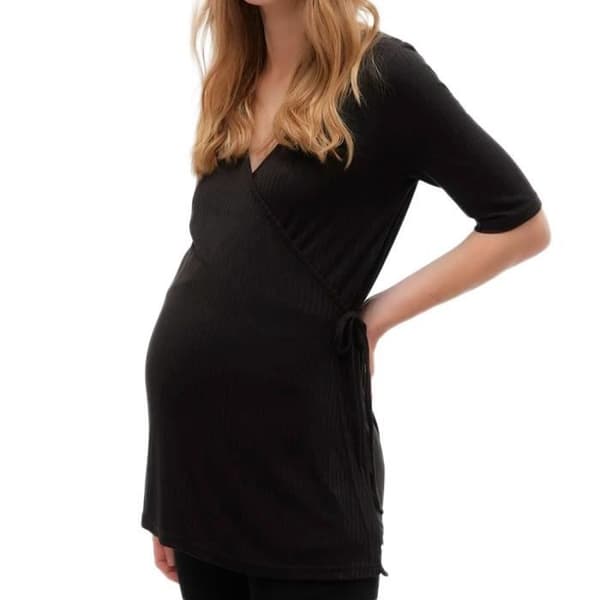 Blus för kvinnor - MAMALICIOUS - Trinity - Kortärmad - V-hals - Amningslager