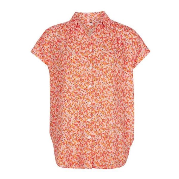 Chemise Femme O'Neill - Modell 1200001 - Orange - Skjortkrage - Korta ärmar - 100% viskos