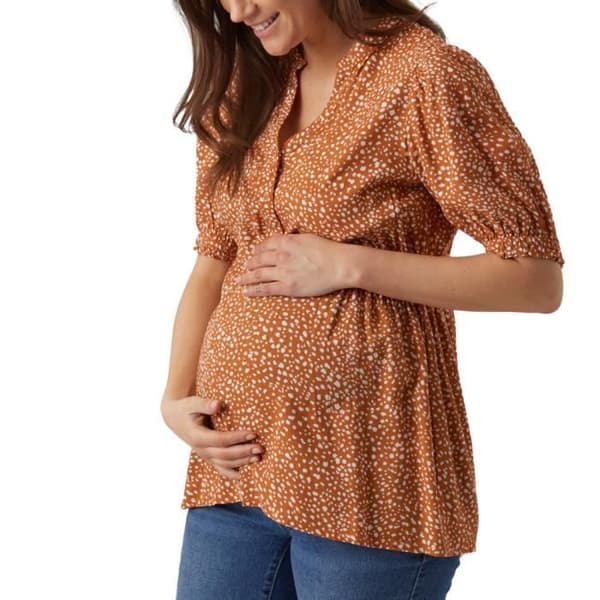 Blus Kvinna Mamalicious Hella Lia - Orange - 3/4 Ärmar - V-hals