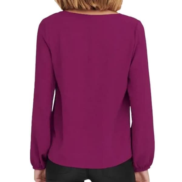 Blus för kvinnor Fuchsia JDY Claudia - V-ringning med spets - Långa ärmar - 100% polyester