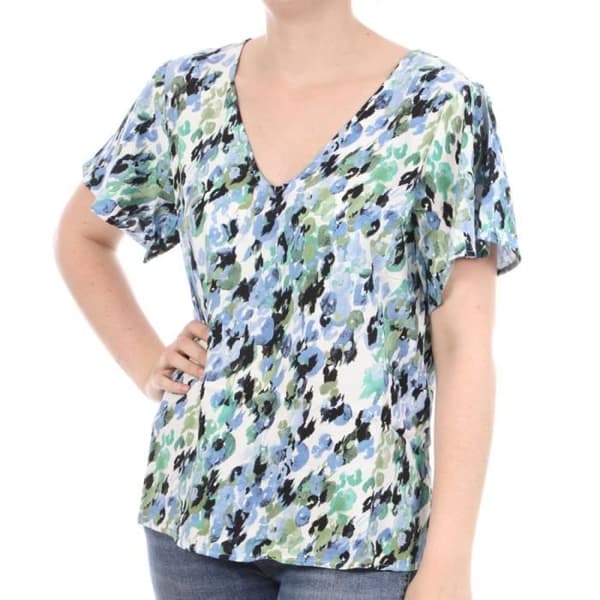 Vit T-shirt med mönster för kvinnor Vero Moda Easy V-hals