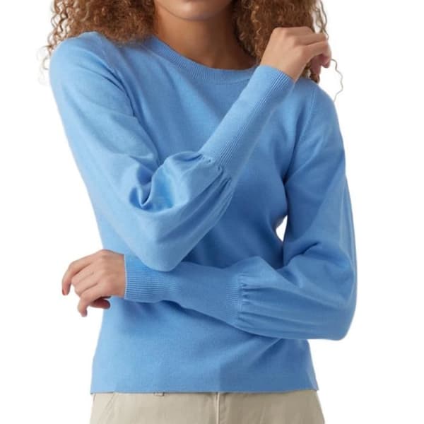Pull Femme - VERO MODA - Hollykari - Rund hals - Långa ärmar - Blå