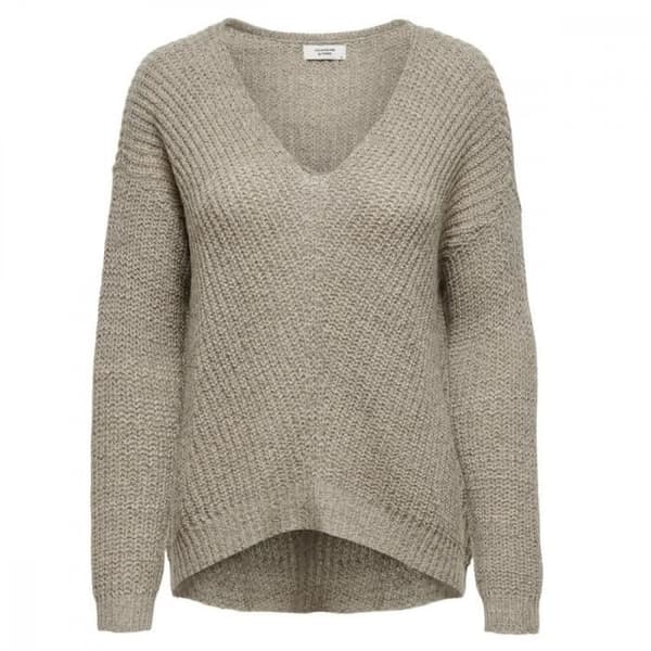 Pull kvinnod - Jacqueline de Yong - MEGAN - Beige melerat - V-ringning - Oversized