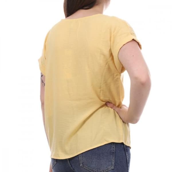 Top Gult Kvinna JDY Rachel - JDY - Korta ärmar - V-ringning - Fluid tyg - 100% polyester