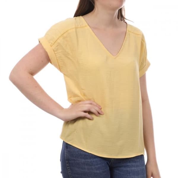 Top Gult Kvinna JDY Rachel - JDY - Korta ärmar - V-ringning - Fluid tyg - 100% polyester