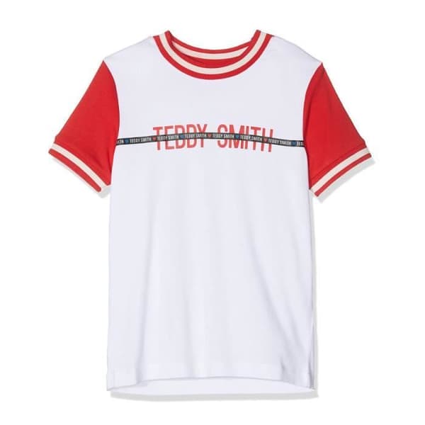 T-shirt Flicka Teddy Smith Tida - Vit/Röd - Korta Ärmar - 100% Bomull