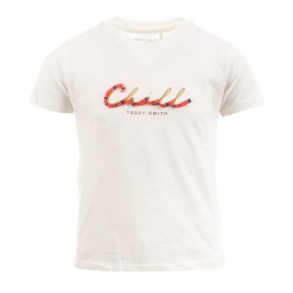 T-shirt Flicka - TEDDY SMITH - Fringor - Vit - Korta ärmar - Broderi
