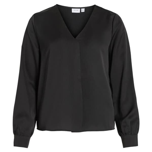 Blus - VILA - Viellette - Långa ärmar - V-hals - Svart