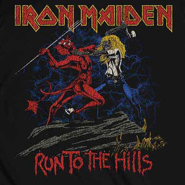 Iron Maiden Number Of The Beast Run To The Hills Distress T Shirt