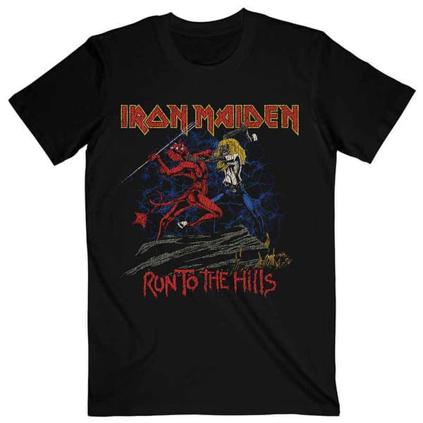 Iron Maiden Number Of The Beast Run To The Hills Distress T Shirt