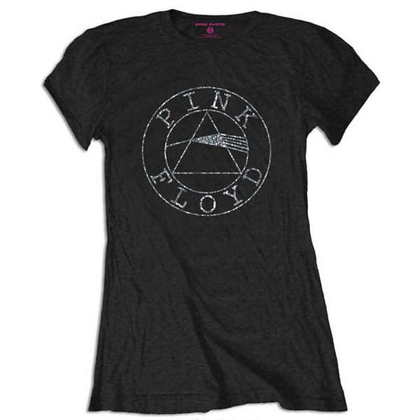 Pink Floyd Diamante Circle Band Logo Skinny Fit T Shirt