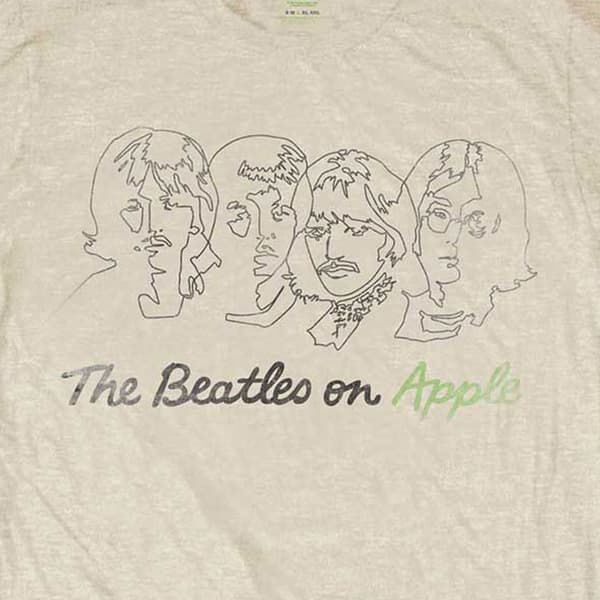 The Beatles Outline Faces on Apple T Shirt