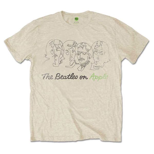 The Beatles Outline Faces on Apple T Shirt