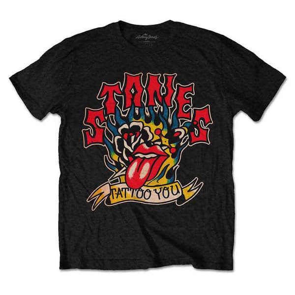 The Rolling Stones Tattoo You Blue Flames T Shirt Black L