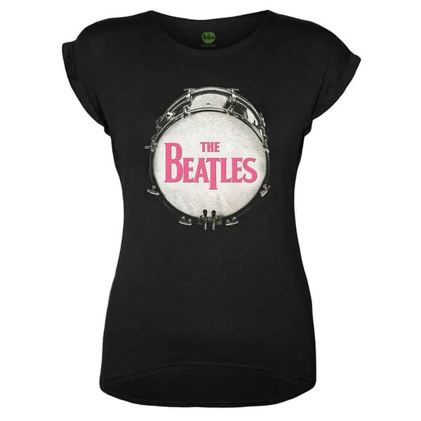 The Beatles Drum Fuchsia Glitter Skinny Fit T Shirt