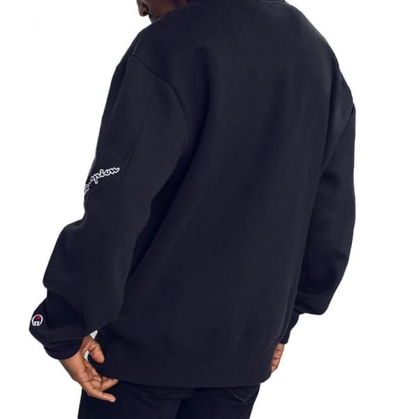 Sweatshirt Champion för män i ekologisk bomull blå med tryckt logotyp