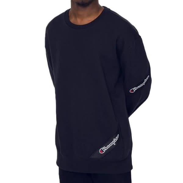 Sweatshirt Champion för män i ekologisk bomull blå med tryckt logotyp