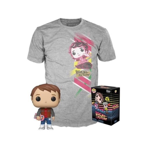 Figurine POP! och T-Shirt Marty Tillbaka till Framtiden - FUNKO - Exklusivt set heo - Grå Enfärgad