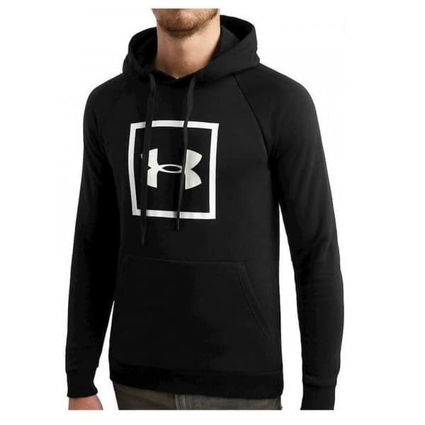 Huvtröja - UNDER ARMOUR - Rival Fleece - Svart - 100% bomull - Långa ärmar