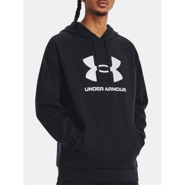 Huvtröja - UNDER ARMOUR - Rival Fleece - Svart - 100% bomull - Långa ärmar