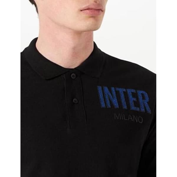 Kortärmad polo i svart piqué av F.C. Inter IW22MP452 för män.