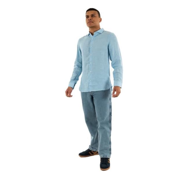 Chemise superdry semester l/s linne f5p havsblå chambray