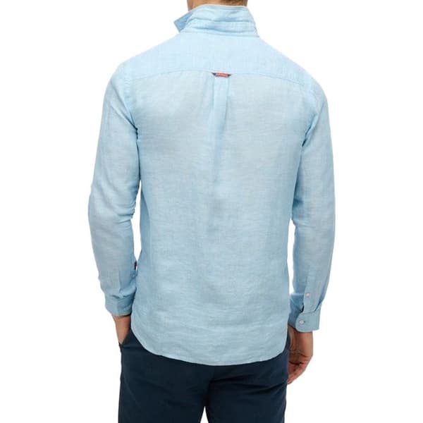 Chemise superdry semester l/s linne f5p havsblå chambray