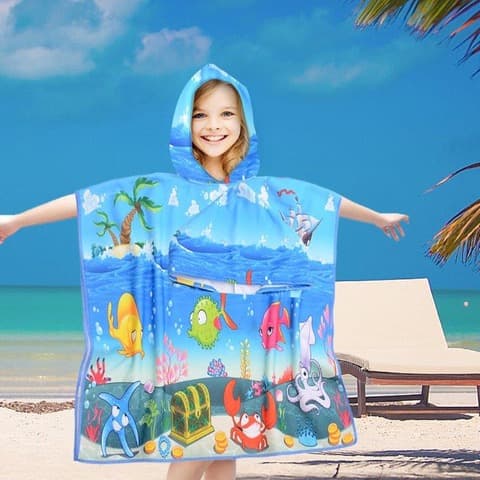 Børnestrandponcho 60x60 undervandsskat