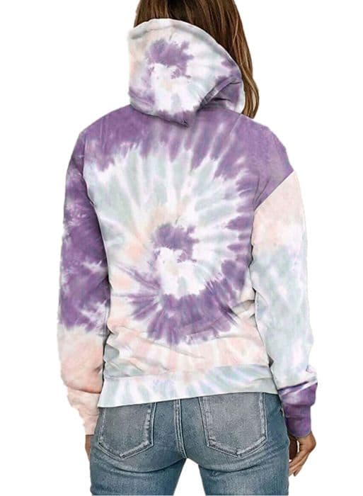 T-shirt kvinna - långa ärmar - tryck - tie-dye - hoodie - grön